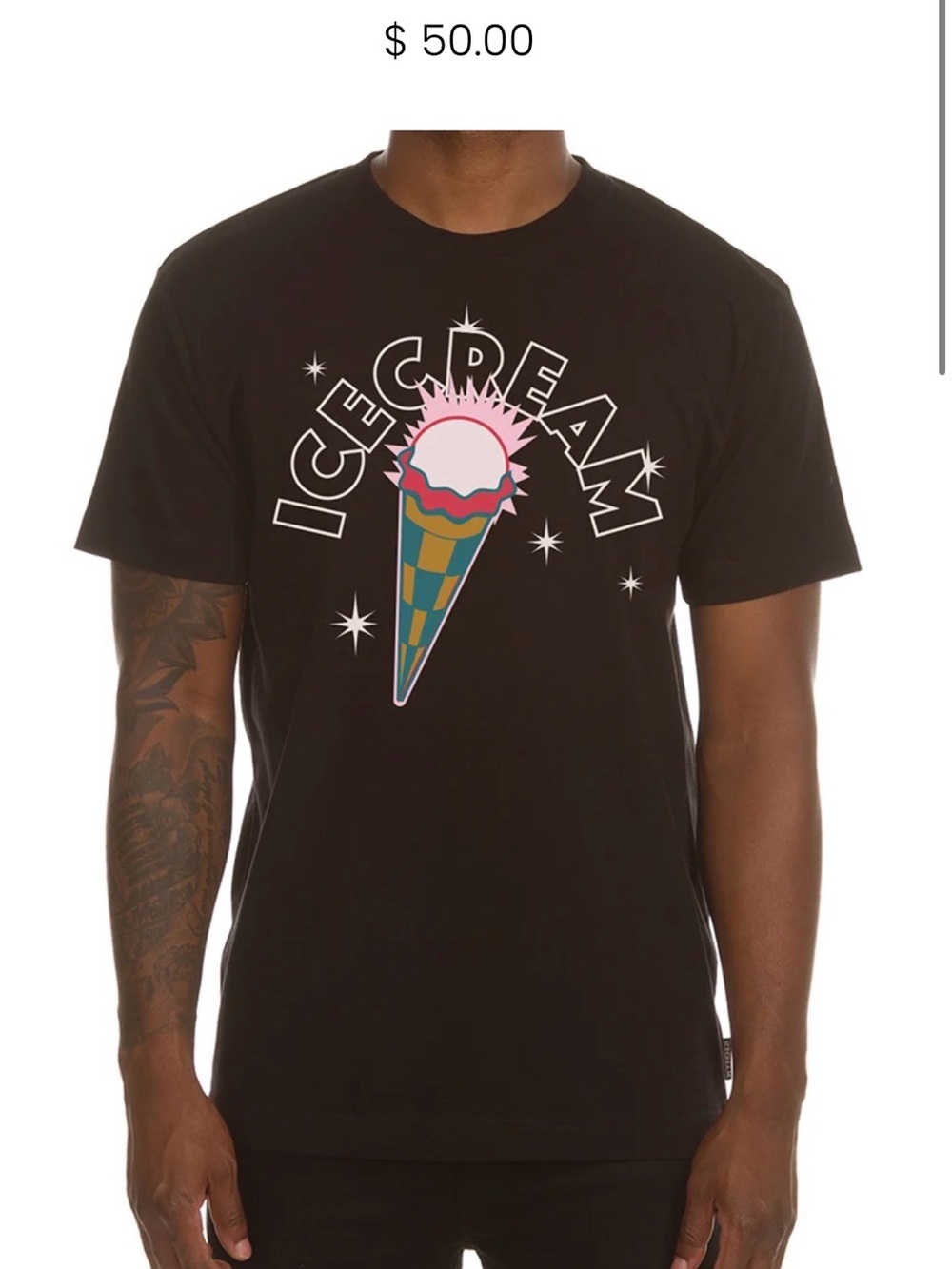 ICECREAM Spark Tee Shirt Black Mens Large BBC Billionaire Boys Club Skate